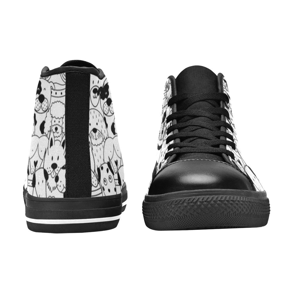 Black And White Dogs - Kids' High Top Canvas Shoes