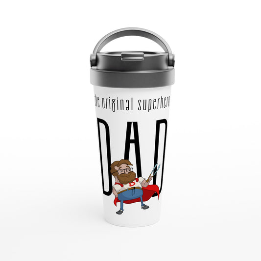 Dad, The Original Superhero - White 15oz Stainless Steel Travel Mug Default Title Travel Mug comic Dad