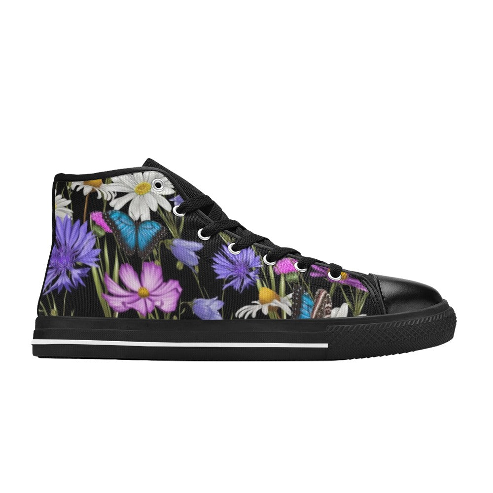 Butterfly Flowers - Women's High Top Canvas Shoes