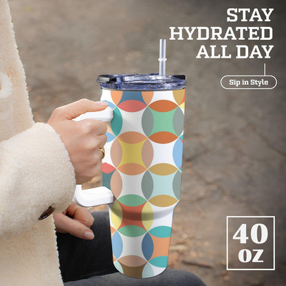 Circles - 40oz Tumbler with White Handle