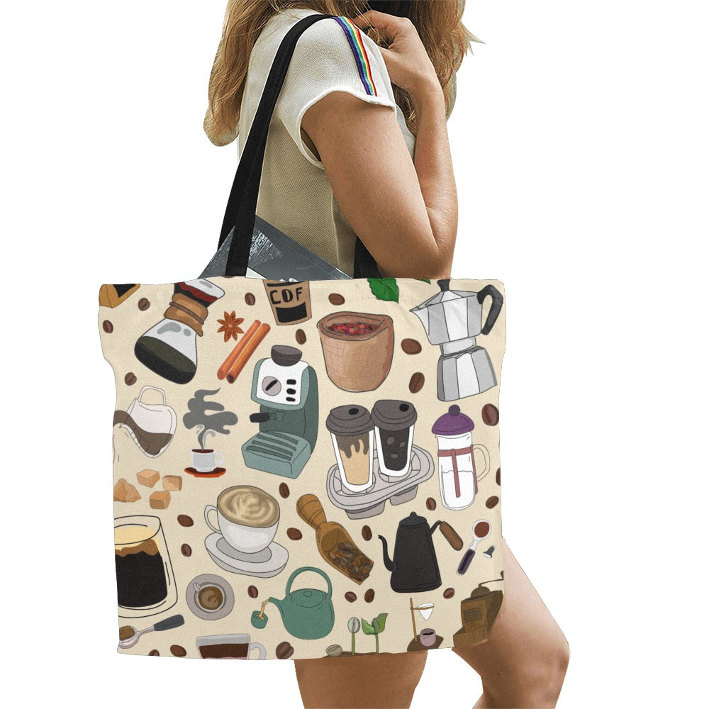 All The Coffee - Full Print Canvas Tote Bag Full Print Canvas Tote Bag Printed Offshore