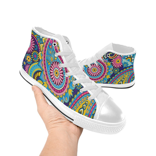 Bright Paisley - Women's High Top Canvas Shoes