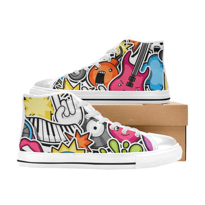 Sticker Music - Men's High Top Canvas Shoes