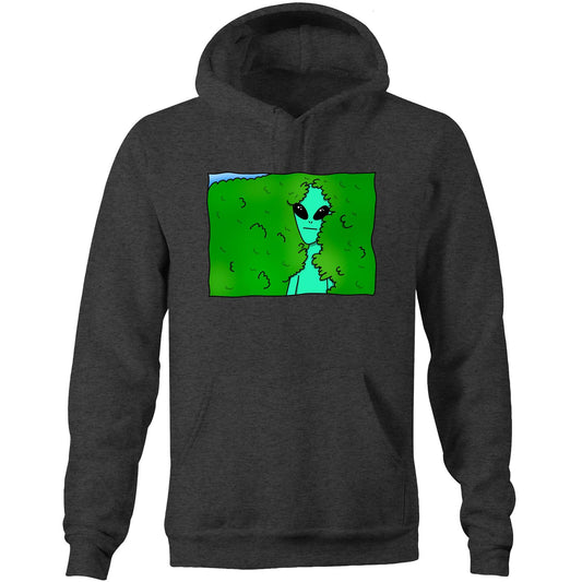 Alien Backing Into Hedge Meme - Pocket Hoodie Sweatshirt Asphalt Marle Heavyweight Hoodie Funny Sci Fi
