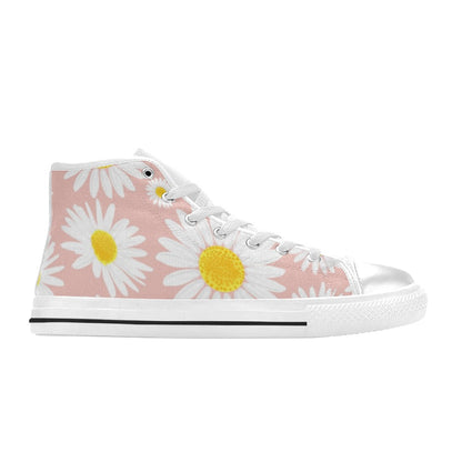 Daisies On Pink - Women's High Top Canvas Shoes