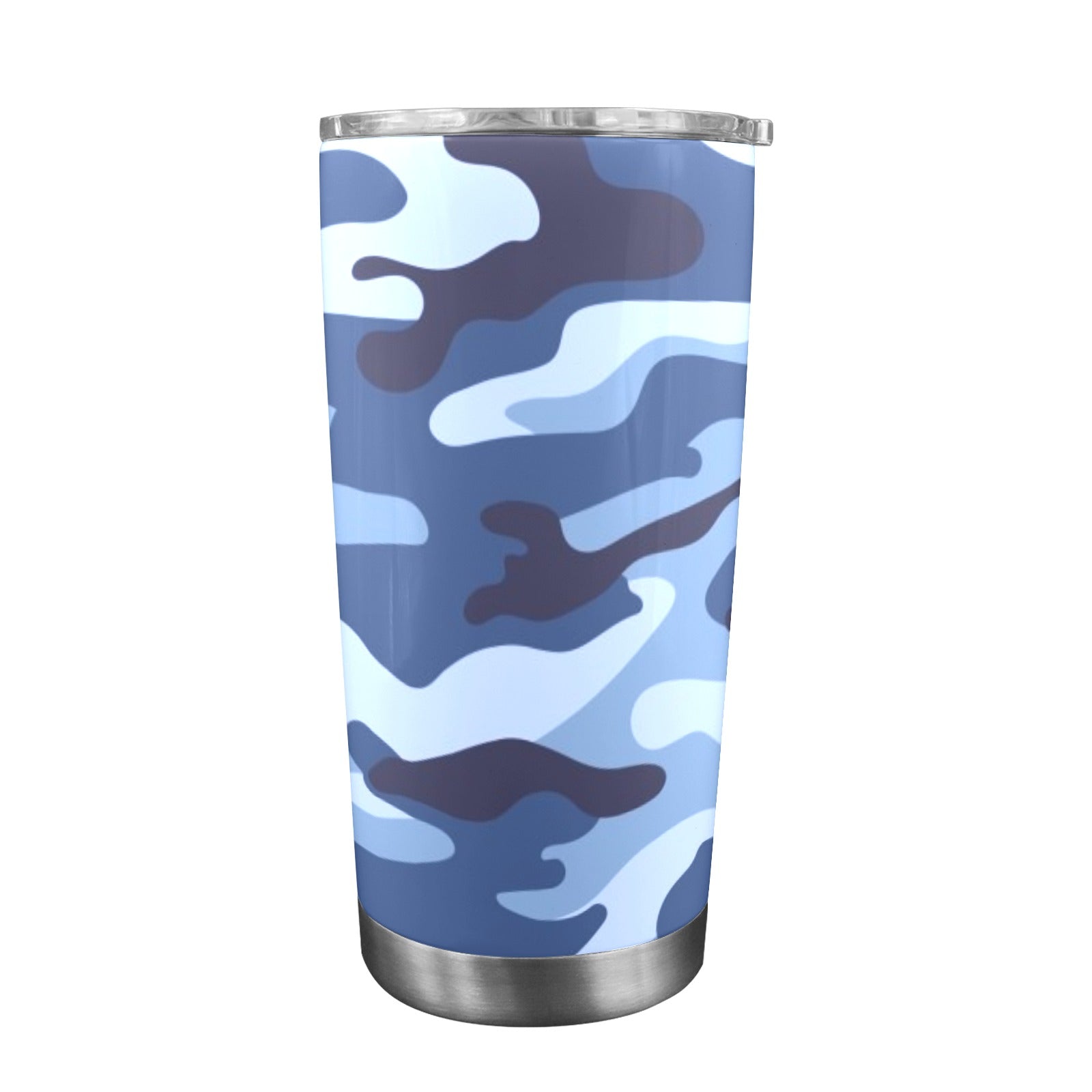 Blue Camouflage - 20oz Travel Mug with Clear Lid Clear Lid Travel Mug