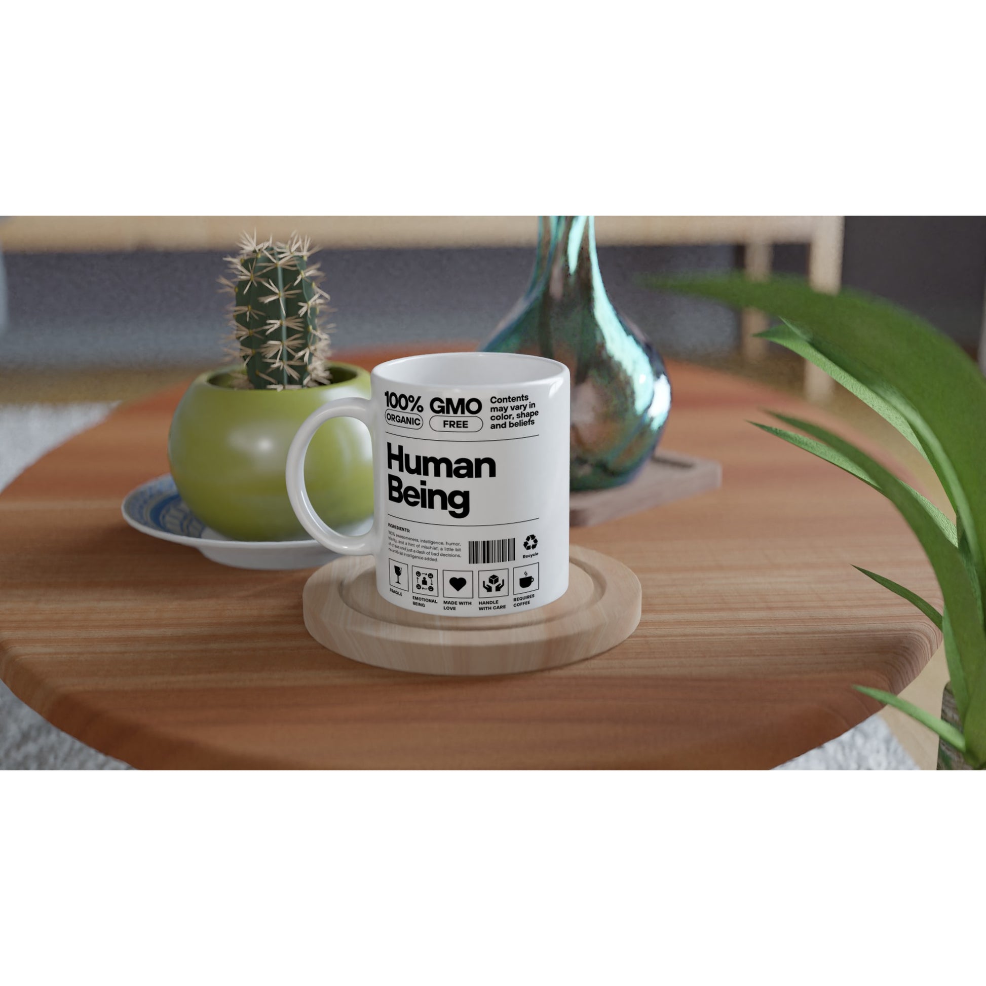 Human Being Product Label, Definition - White 11oz Ceramic Mug White 11oz Mug Funny Globally Fulfilled