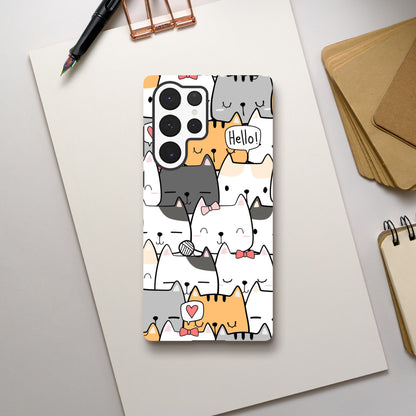 Cat Hello - Phone Tough Case Galaxy S22 Ultra Phone Case Globally Fulfilled