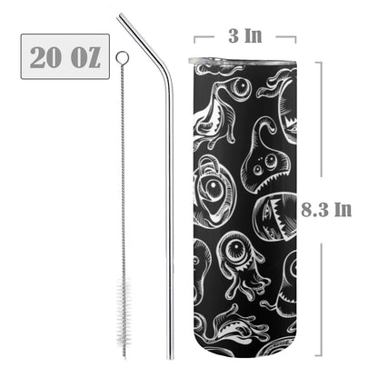 Monsters In Black And White - 20oz Tall Skinny Tumbler with Lid and Straw