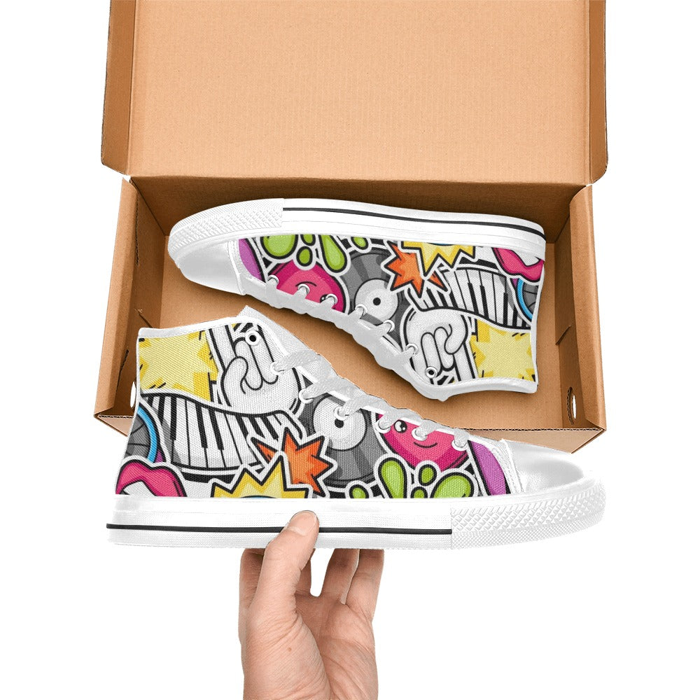 Sticker Music - Men's High Top Canvas Shoes