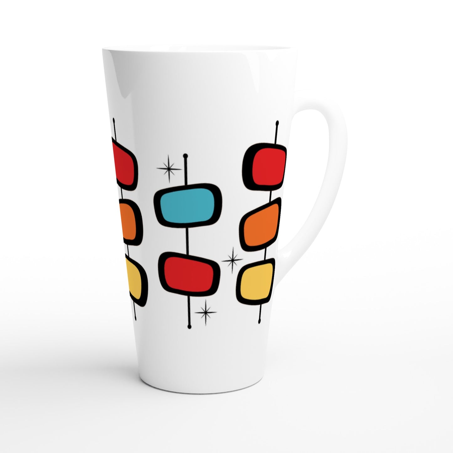 Retro Style - White Latte 17oz Ceramic Mug Latte Mug Retro