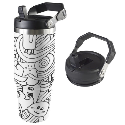 Black And White Creatures - 30oz Tumbler with Top Handle