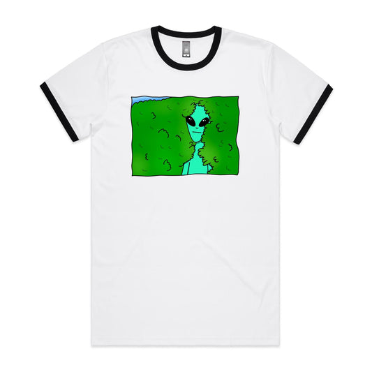 Alien Backing Into Hedge Meme - Staple Ringer Tee