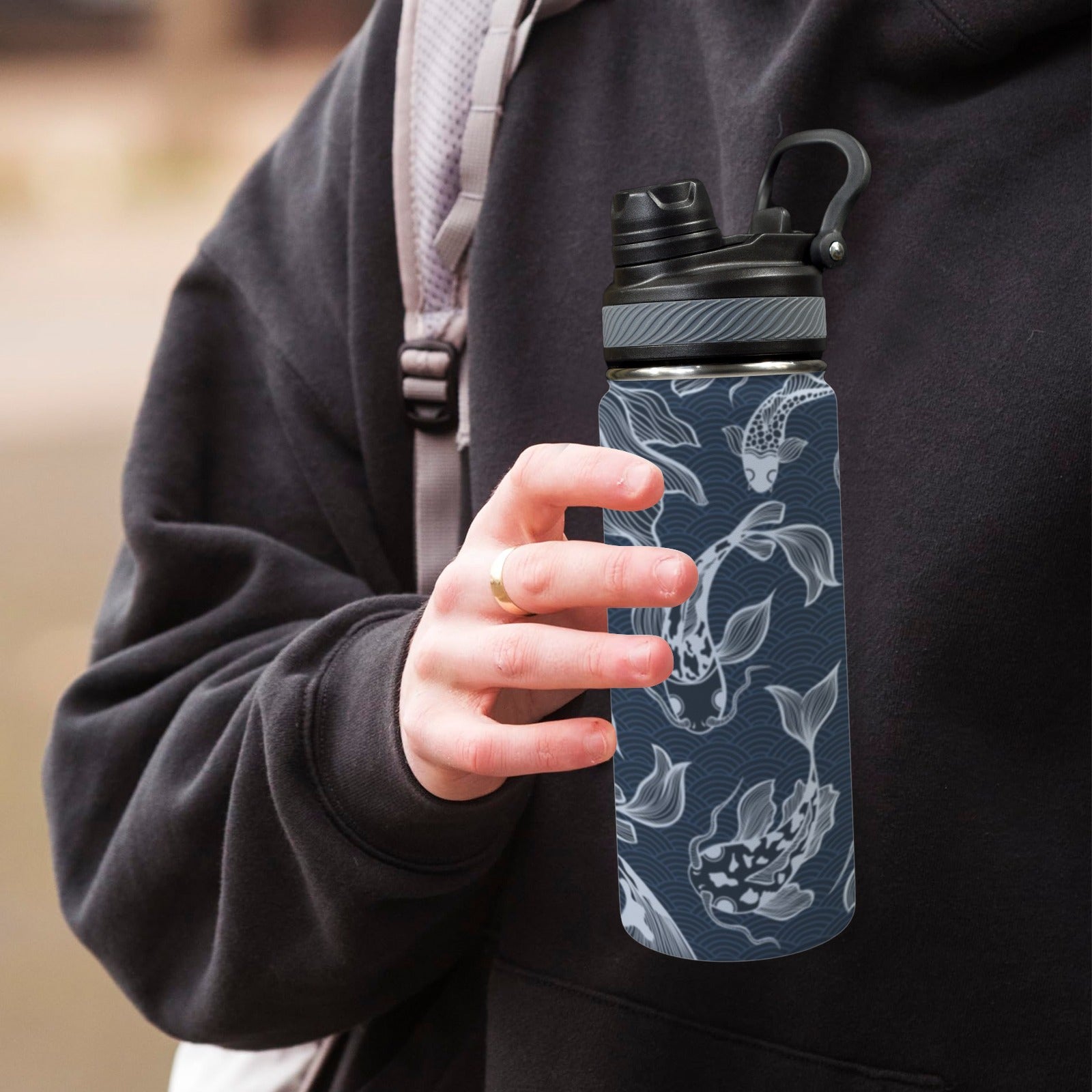 Blue Fish - Insulated Water Bottle with Dual-Use Lid (18oz) Insulated Water Bottle with Dual-Use Lid (18oz) animal Printed Offshore