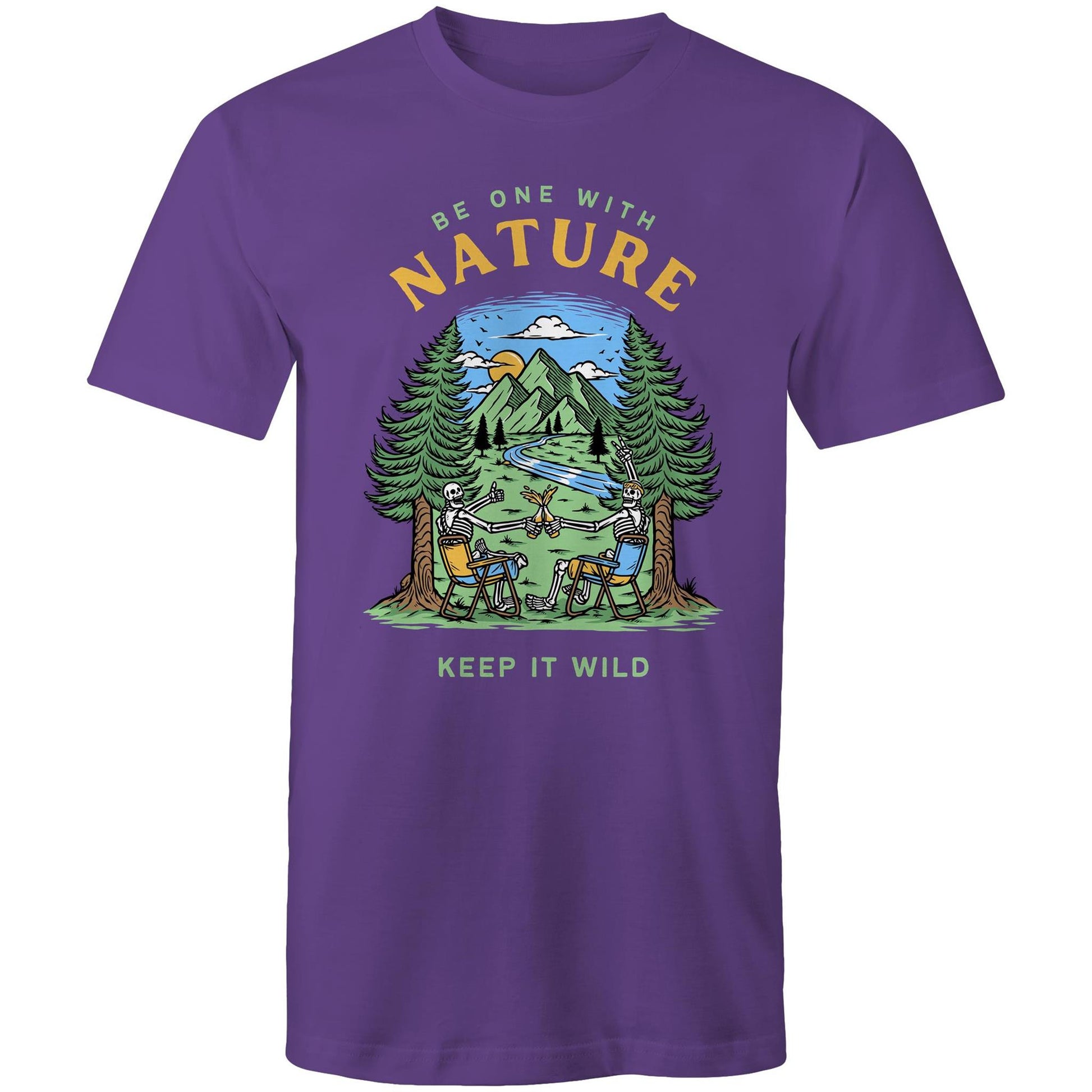 Be One With Nature, Skeleton - Mens T-Shirt Purple Mens T-shirt Environment Summer