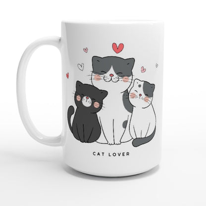 Cat Lover - White 15oz Ceramic Mug 15 oz Mug animal Globally Fulfilled