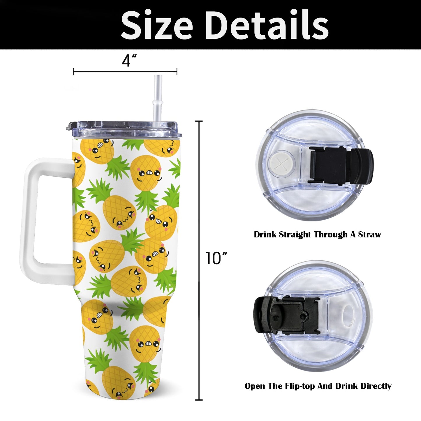 Cool Pineapples - 40oz Tumbler with White Handle