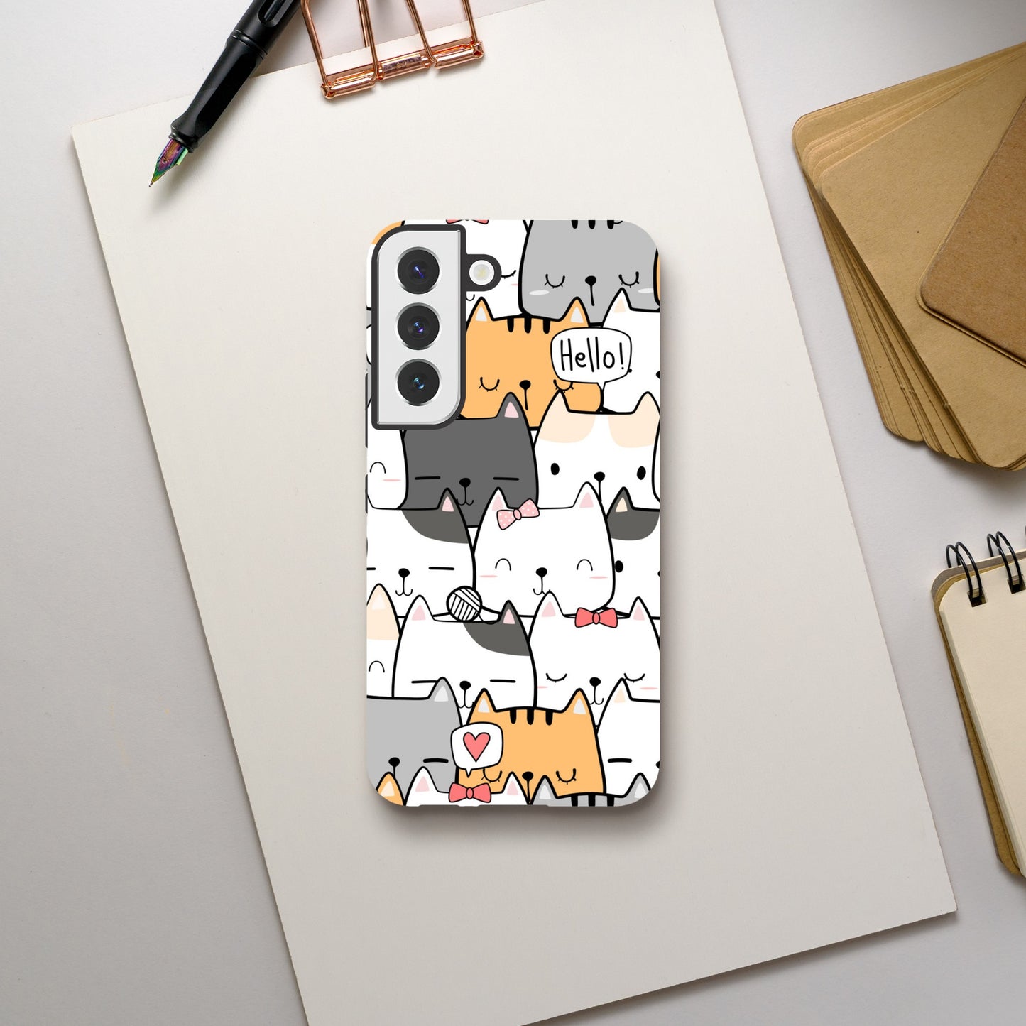 Cat Hello - Phone Tough Case Galaxy S22 Phone Case Globally Fulfilled