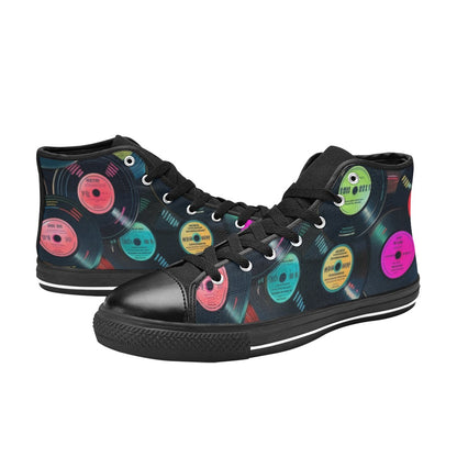 Retro Vinyl Records - Women's High Top Canvas Shoes