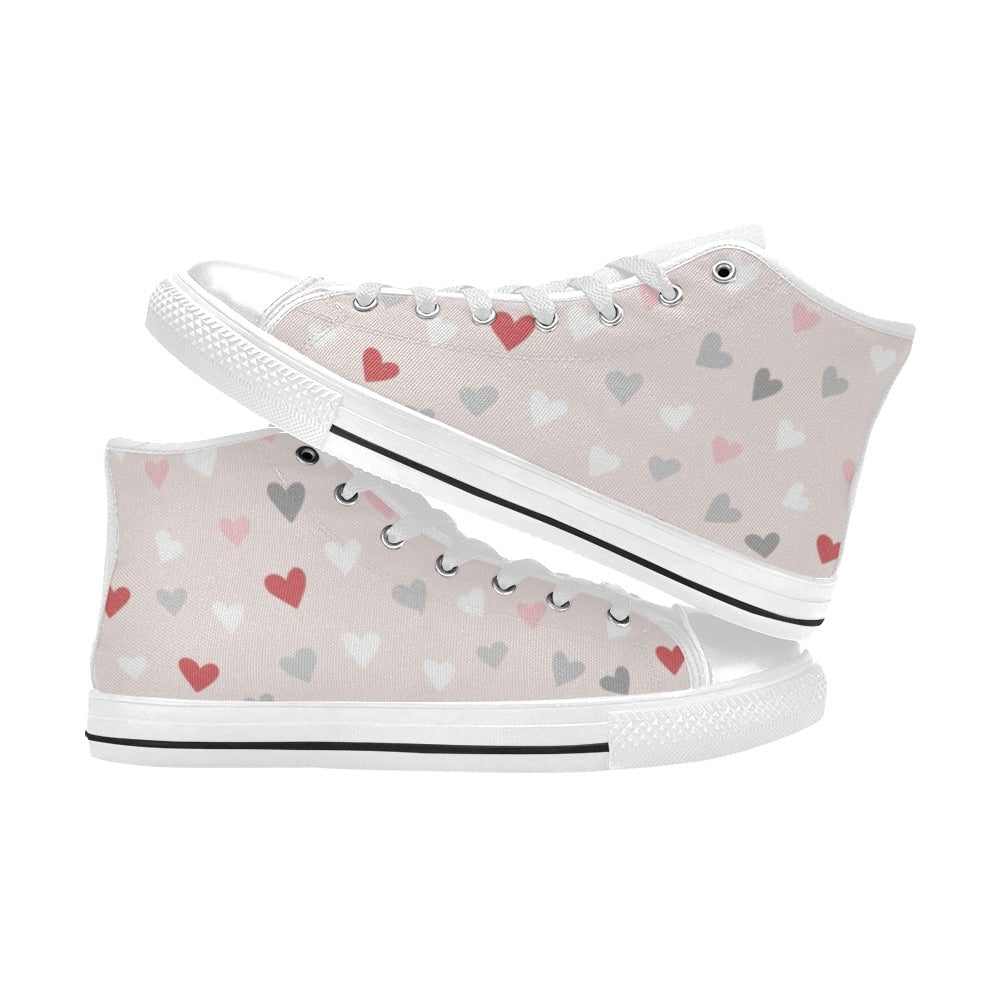 Pretty Hearts - Women's High Top Canvas Shoes