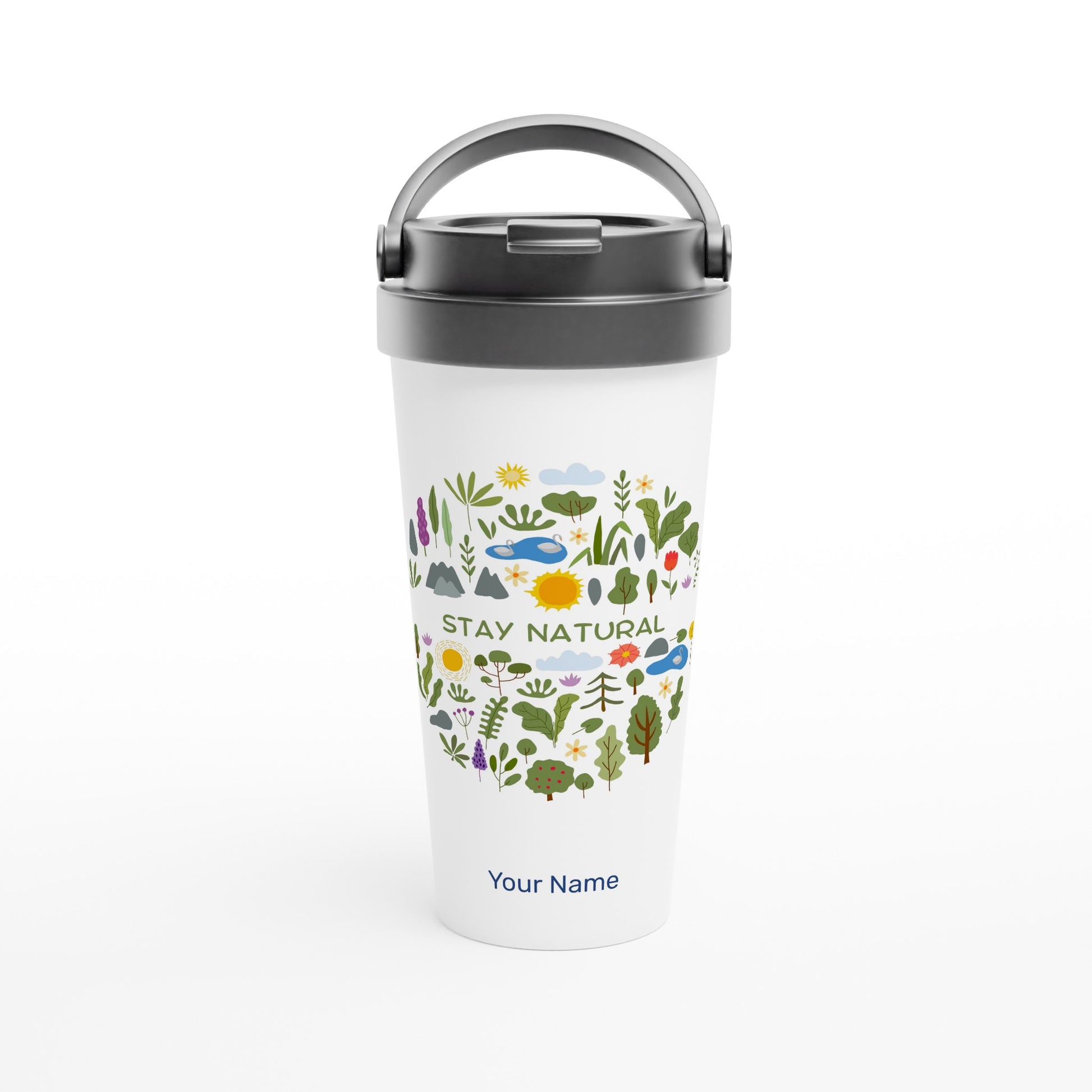 Personalised - Stay Natural - White 15oz Stainless Steel Travel Mug Default Title Personalised Travel Mug plants