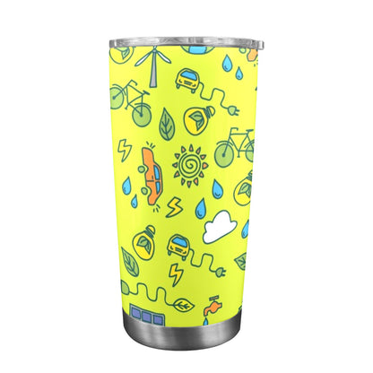 Go Green - 20oz Travel Mug with Clear Lid Clear Lid Travel Mug Environment Printed Offshore