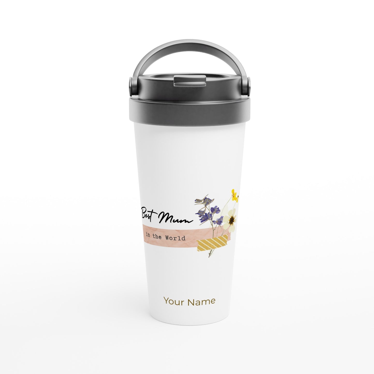 Personalised - Best Mum In The World - White 15oz Stainless Steel Travel Mug Default Title Personalised Travel Mug coffee love