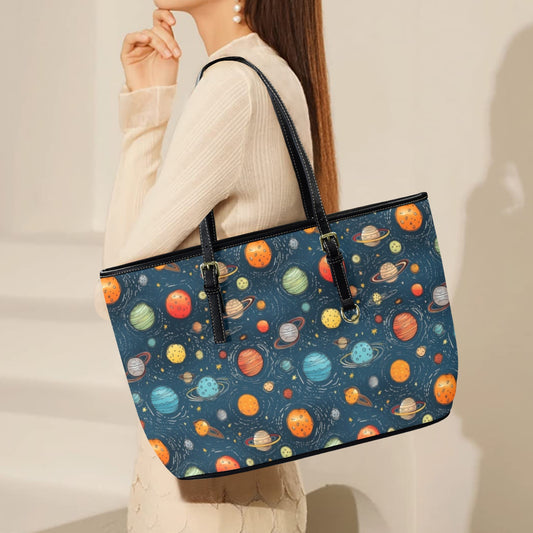 Galaxy - Leather Tote Bag-Large