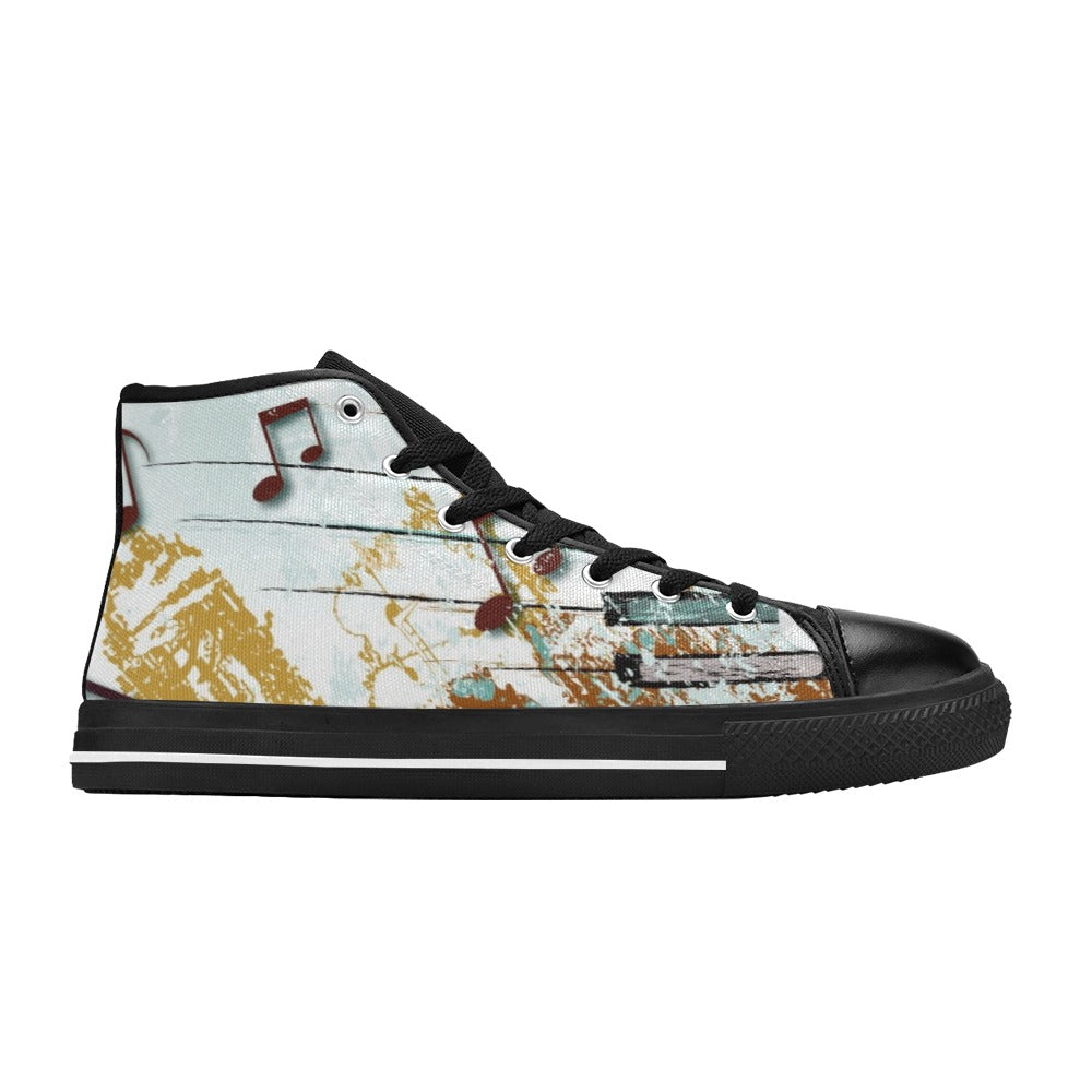 Music Graffiti - Women's High Top Canvas Shoes