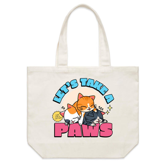 Let's Take A Paws, Time For A Cat Nap - Shoulder Canvas Tote Bag Default Title Shoulder Tote Bag animal