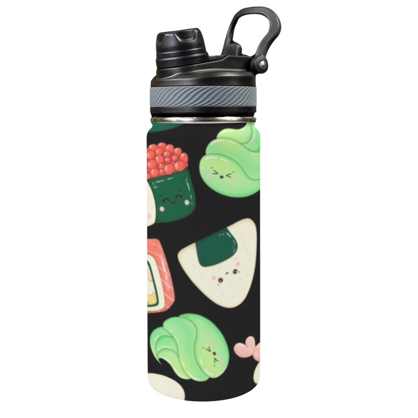 Happy Sushi - Insulated Water Bottle with Dual-Use Lid (18oz) Insulated Water Bottle with Dual-Use Lid (18oz) Food Printed Offshore