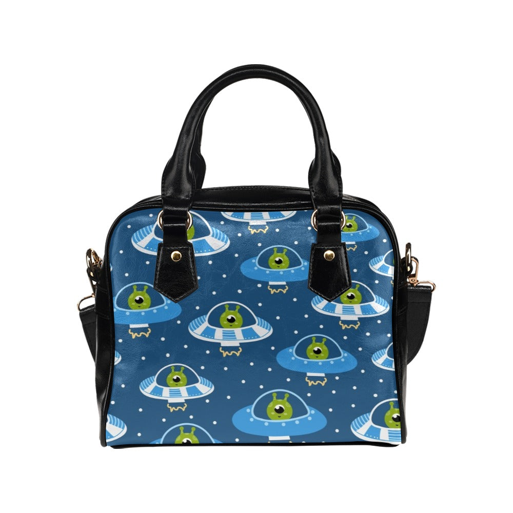 Cute Aliens in UFOs - Shoulder Handbag