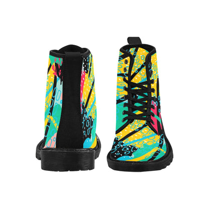 Bright And Colourful - Martin Boots for Women (Black)