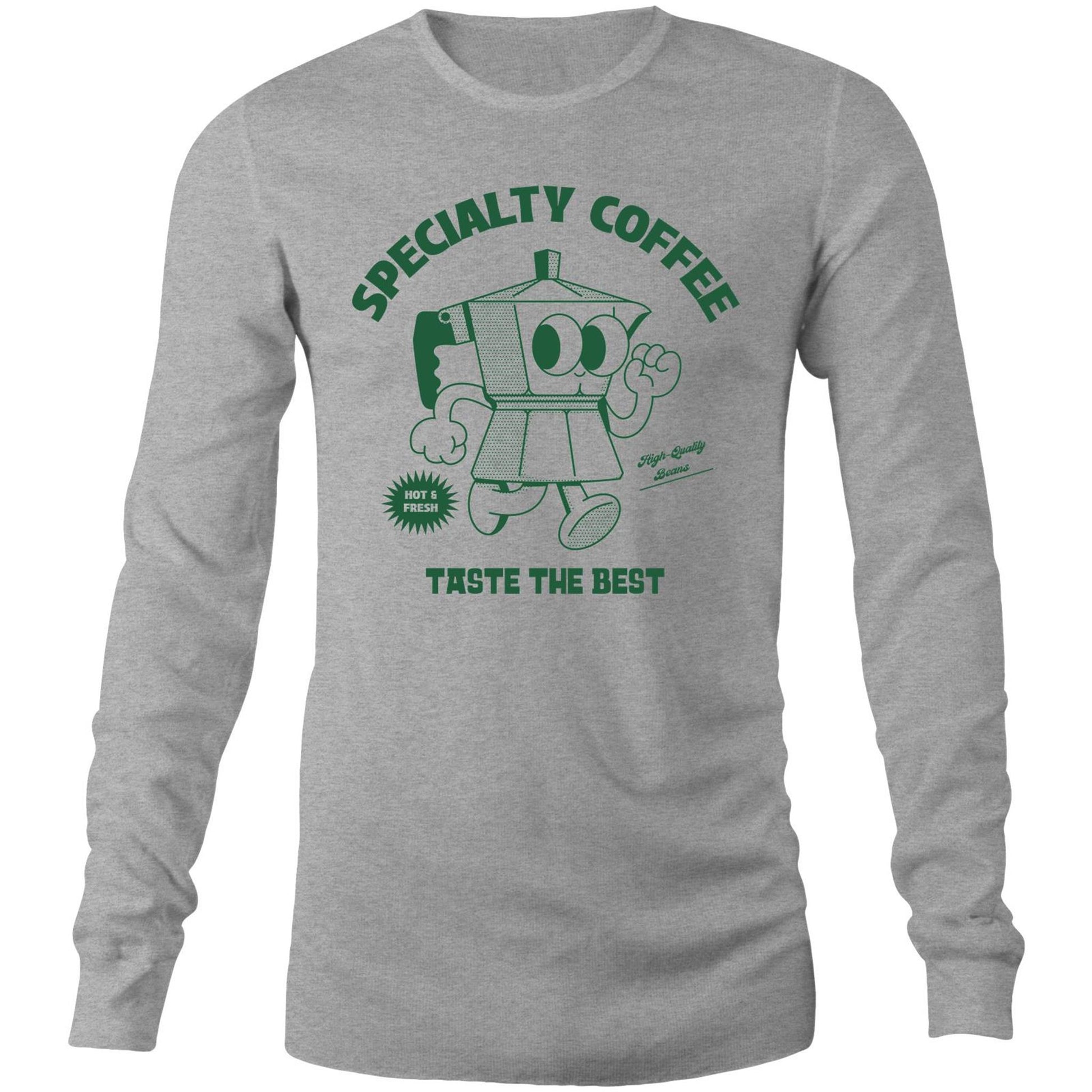 Specialty Coffee - Long Sleeve T-Shirt Grey Marle Unisex Long Sleeve T-shirt Coffee Retro
