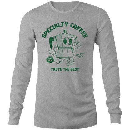 Specialty Coffee - Long Sleeve T-Shirt Grey Marle Unisex Long Sleeve T-shirt Coffee Retro