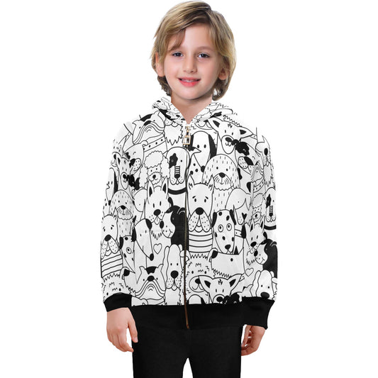 Black And White Dogs - Senior Boys Zip Up Hoodie