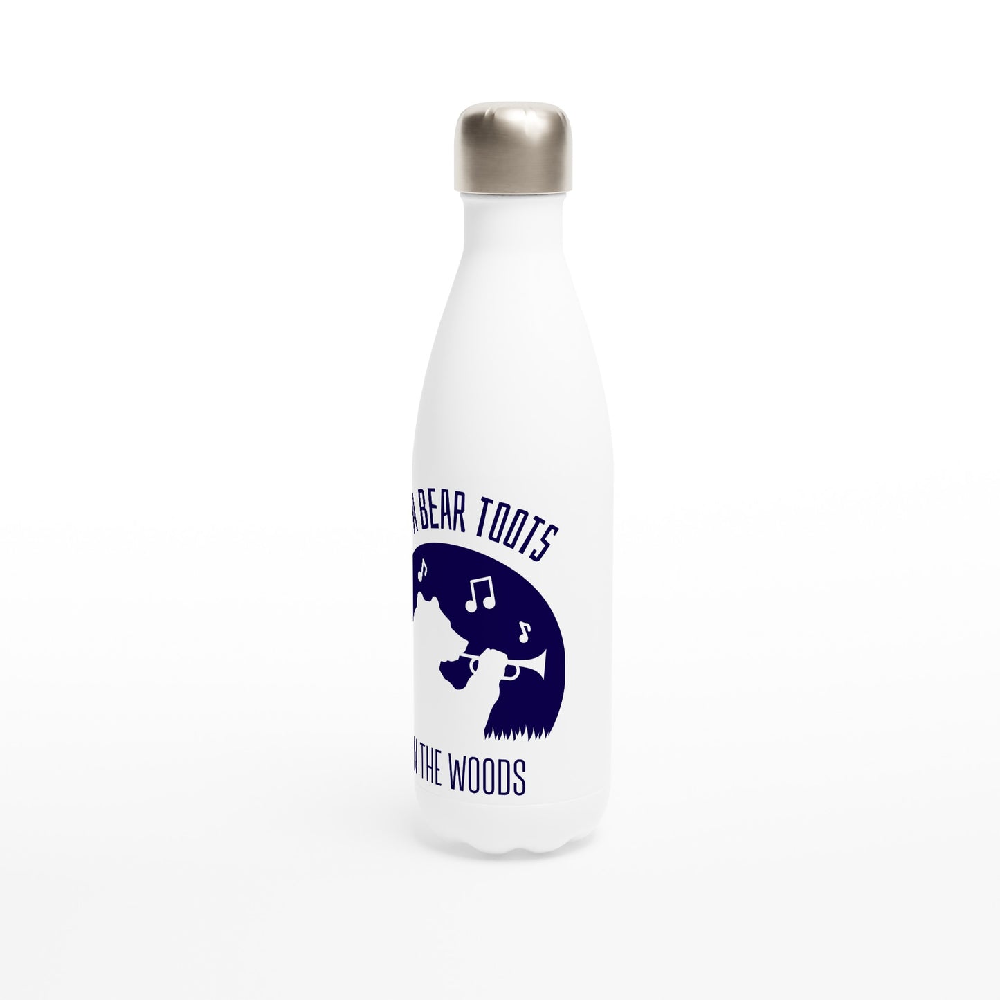 If A Bear Toots In The Woods, Trumpet Player - White 17oz Stainless Steel Water Bottle White Water Bottle animal Funny Music