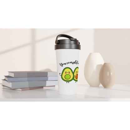 Avocado, You Complete Me - White 15oz Stainless Steel Travel Mug Travel Mug food Globally Fulfilled Love