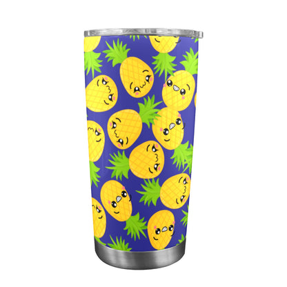 Cool Pineapples - 20oz Travel Mug with Clear Lid Clear Lid Travel Mug Food Printed Offshore