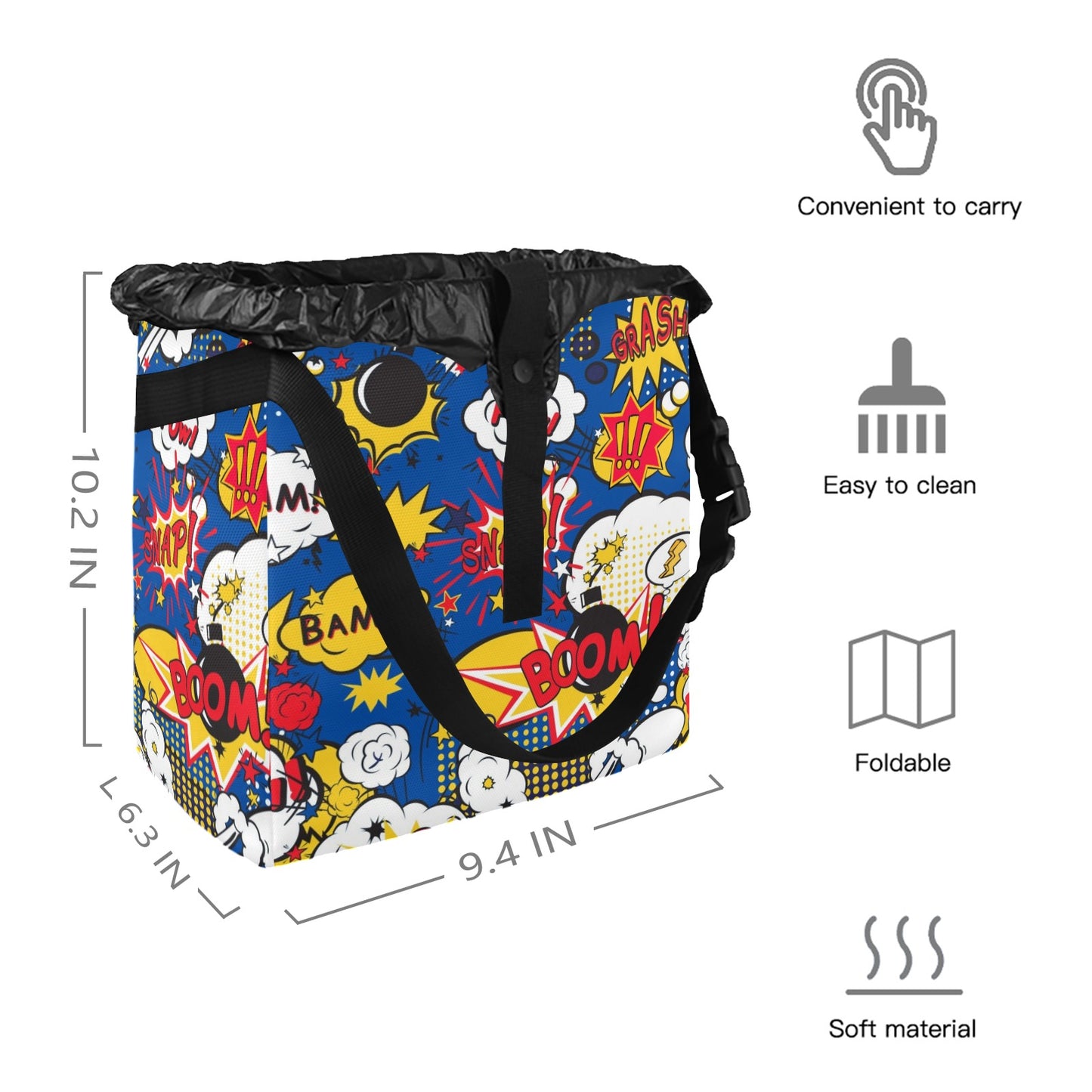 Blue Comic Book - Car Trash Bag