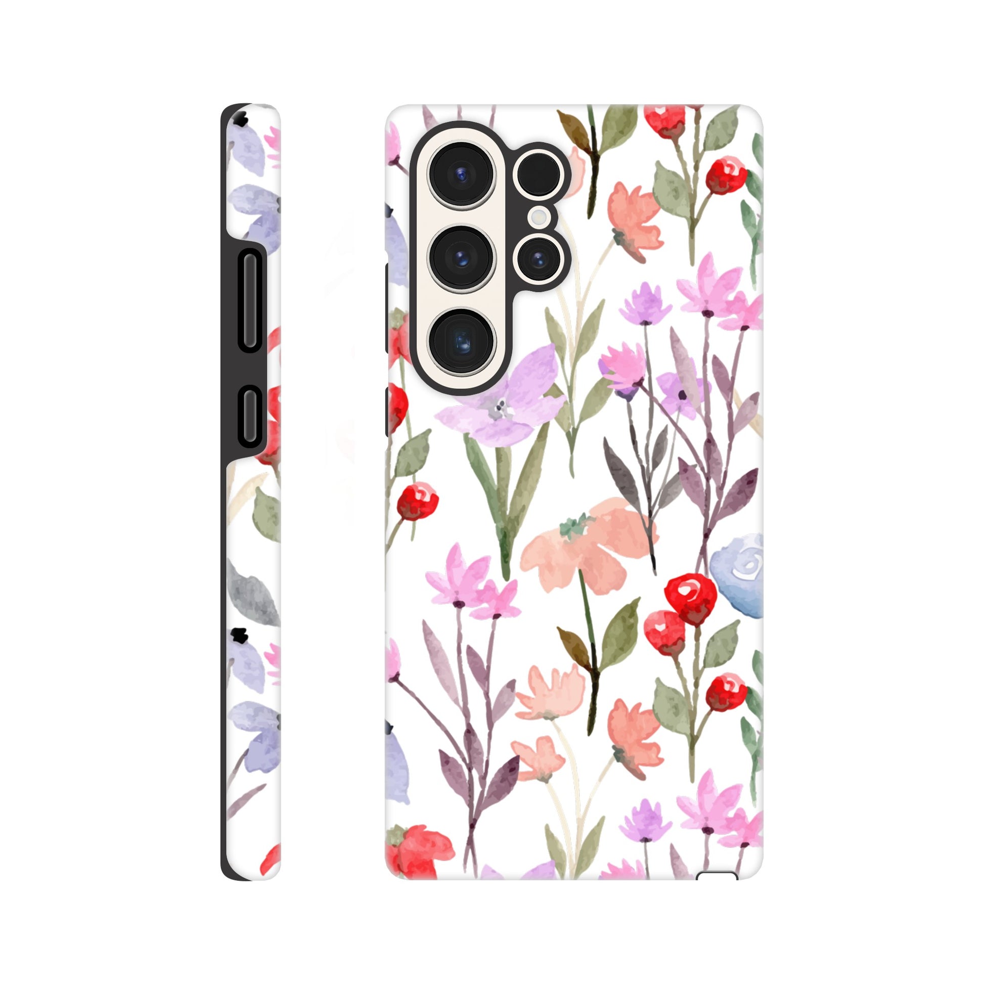 Watercolour Flowers - Phone Tough Case Galaxy S23 Ultra Phone Case Globally Fulfilled Plants