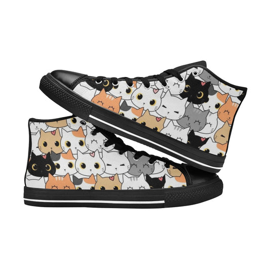 Cute Cartoon Cats - Kids' High Top Canvas Shoes