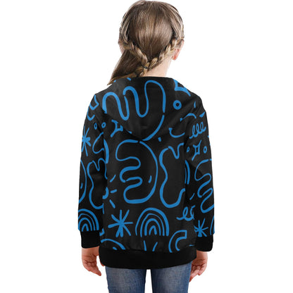 Blue Squiggle - Senior Girls Zip Up Hoodie