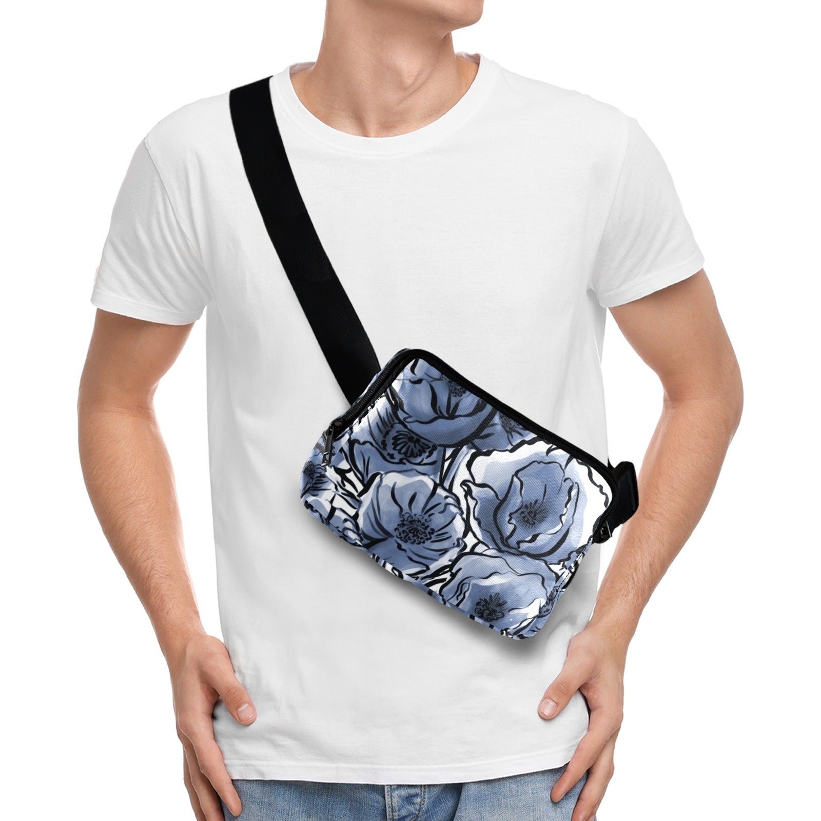 Blue And White Floral - Belt Bag Belt Bag Plants Printed Offshore