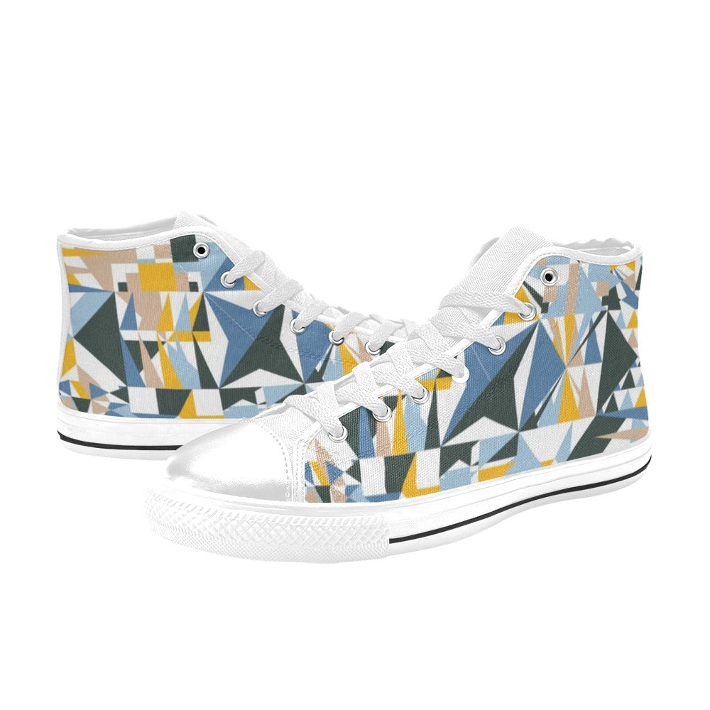 Mosaic - Women's High Top Canvas Shoes