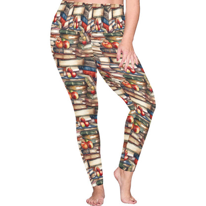 Watercolour Books - Womens High Waist Leggings (Sizes 16-22)