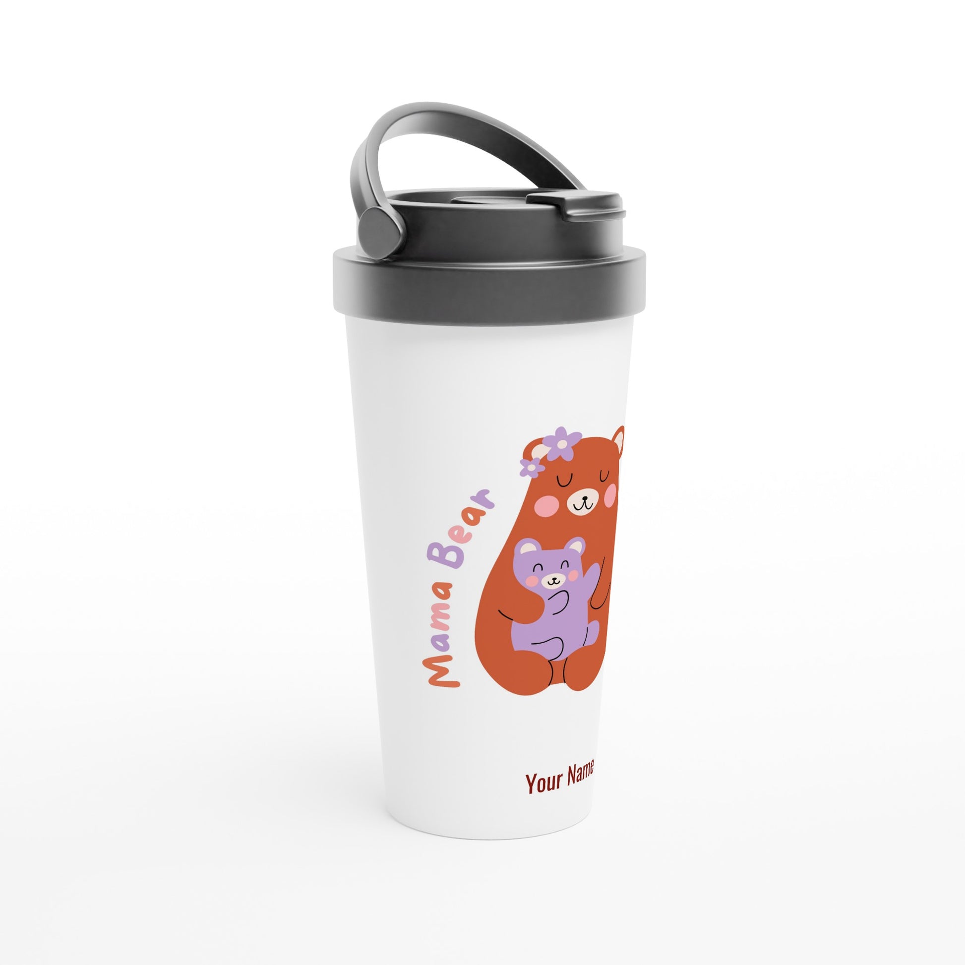 Personalised - Mama Bear - White 15oz Stainless Steel Travel Mug Personalised Travel Mug mum