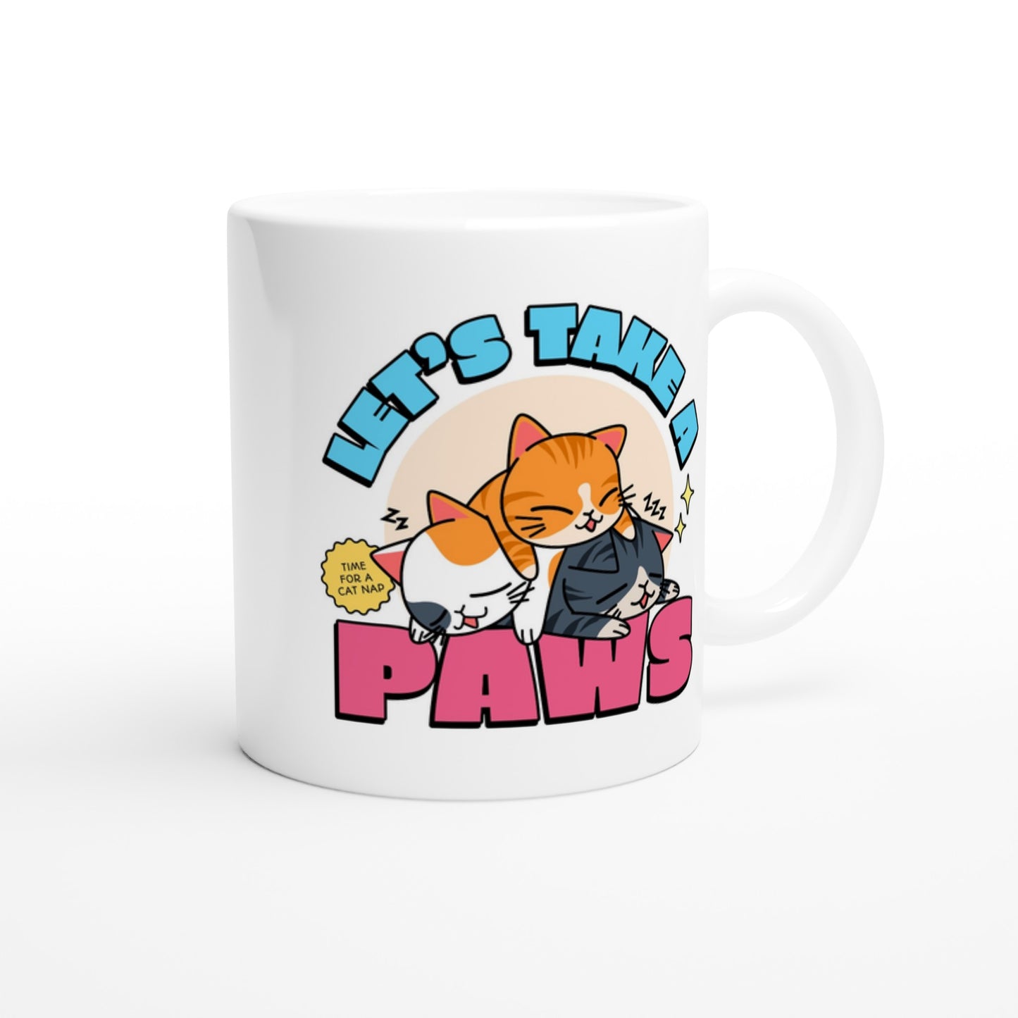 Let's Take A Paws, Cats - White 11oz Ceramic Mug White 11oz Mug animal Globally Fulfilled