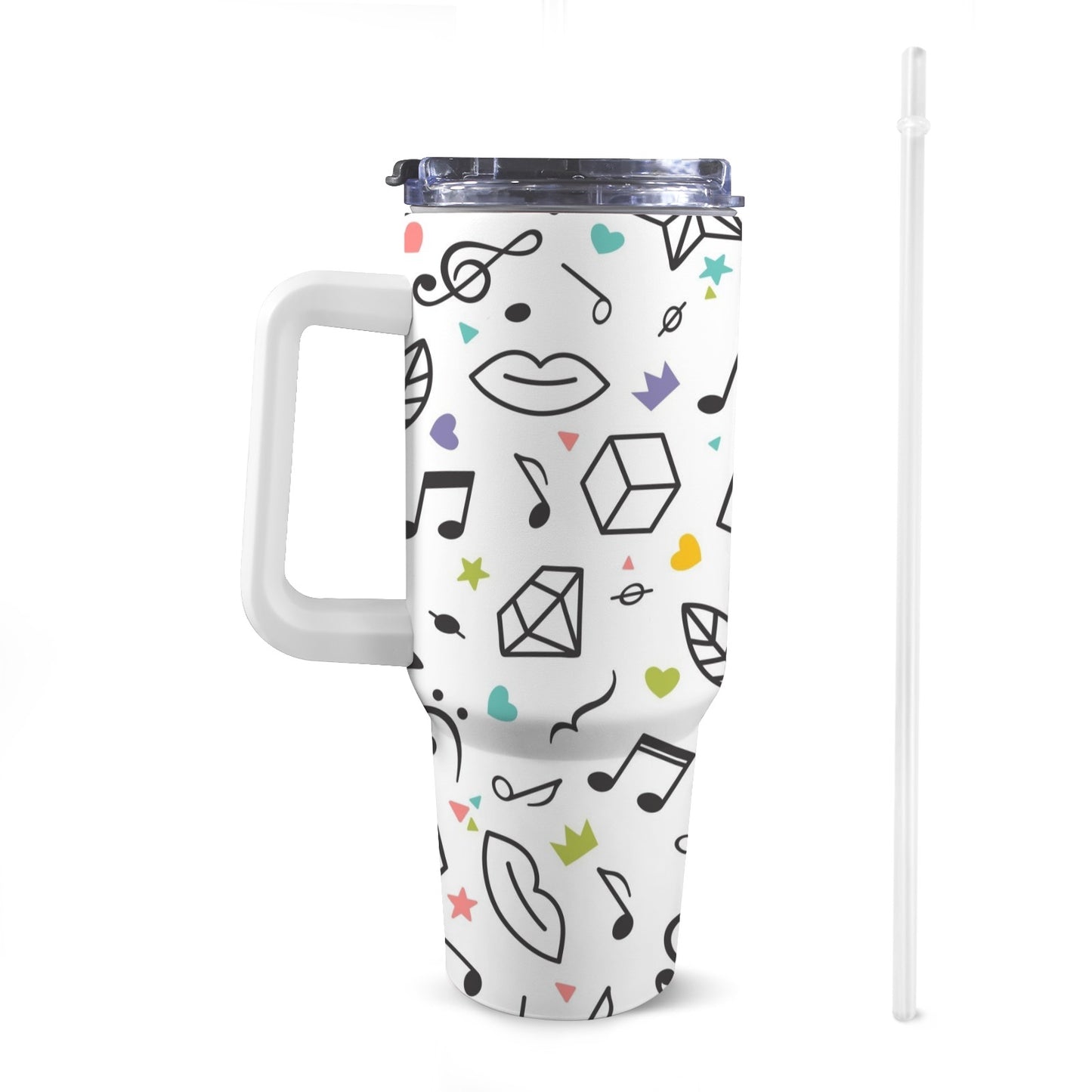 Music Time - 40oz Tumbler with White Handle