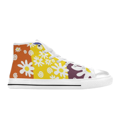 Floral Patchwork - Women's High Top Canvas Shoes